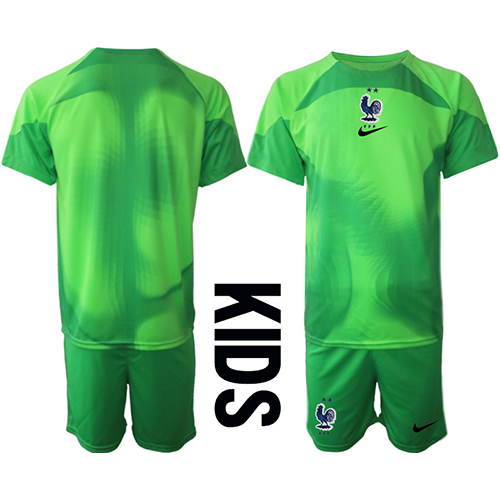Frankrike Målvakt Replika babykläder Bortaställ Barn VM 2022 Kortärmad (+ korta byxor)